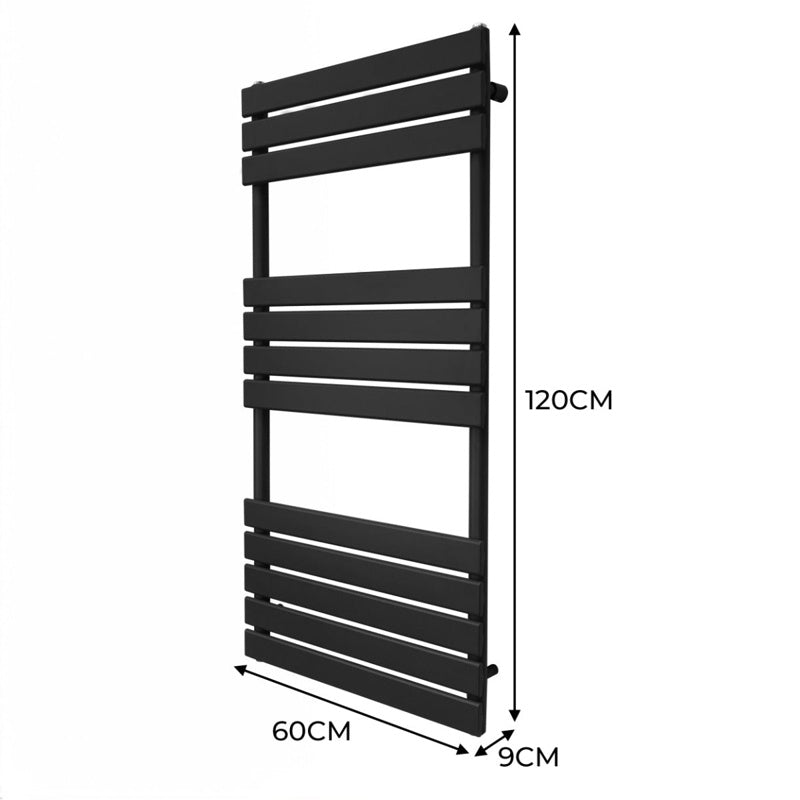 Flat Panel Towel Radiator 1200mm x 600mm Black