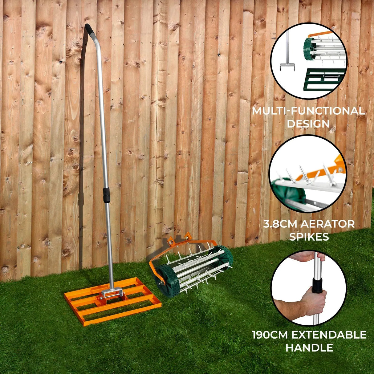 50cm Lawn Leveller & Aerator Orange