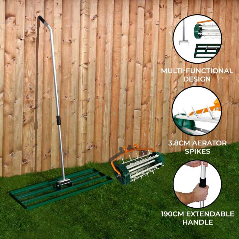 100cm Lawn Leveller & Aerator Green