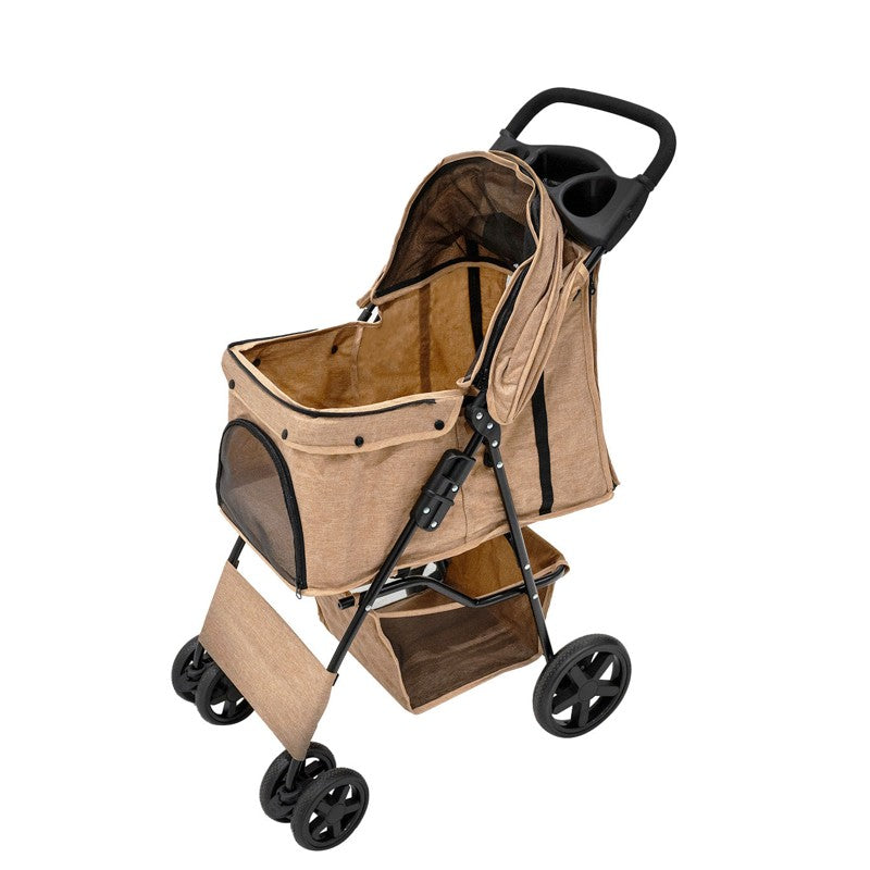 Pet Stroller with Rain Cover Woven Beige