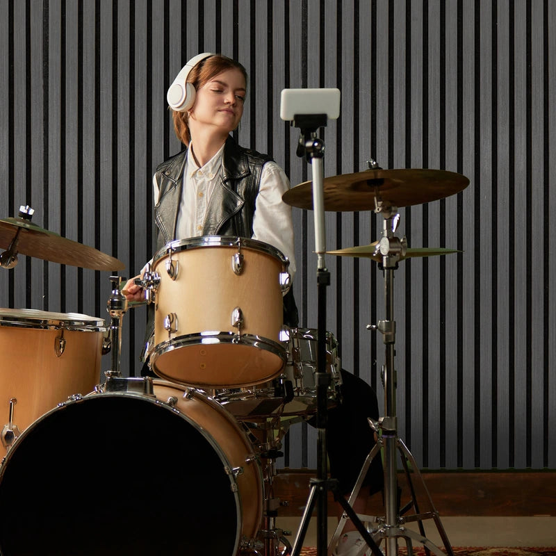 Acoustic Slat Wall Panels x 2 Anthracite Grey