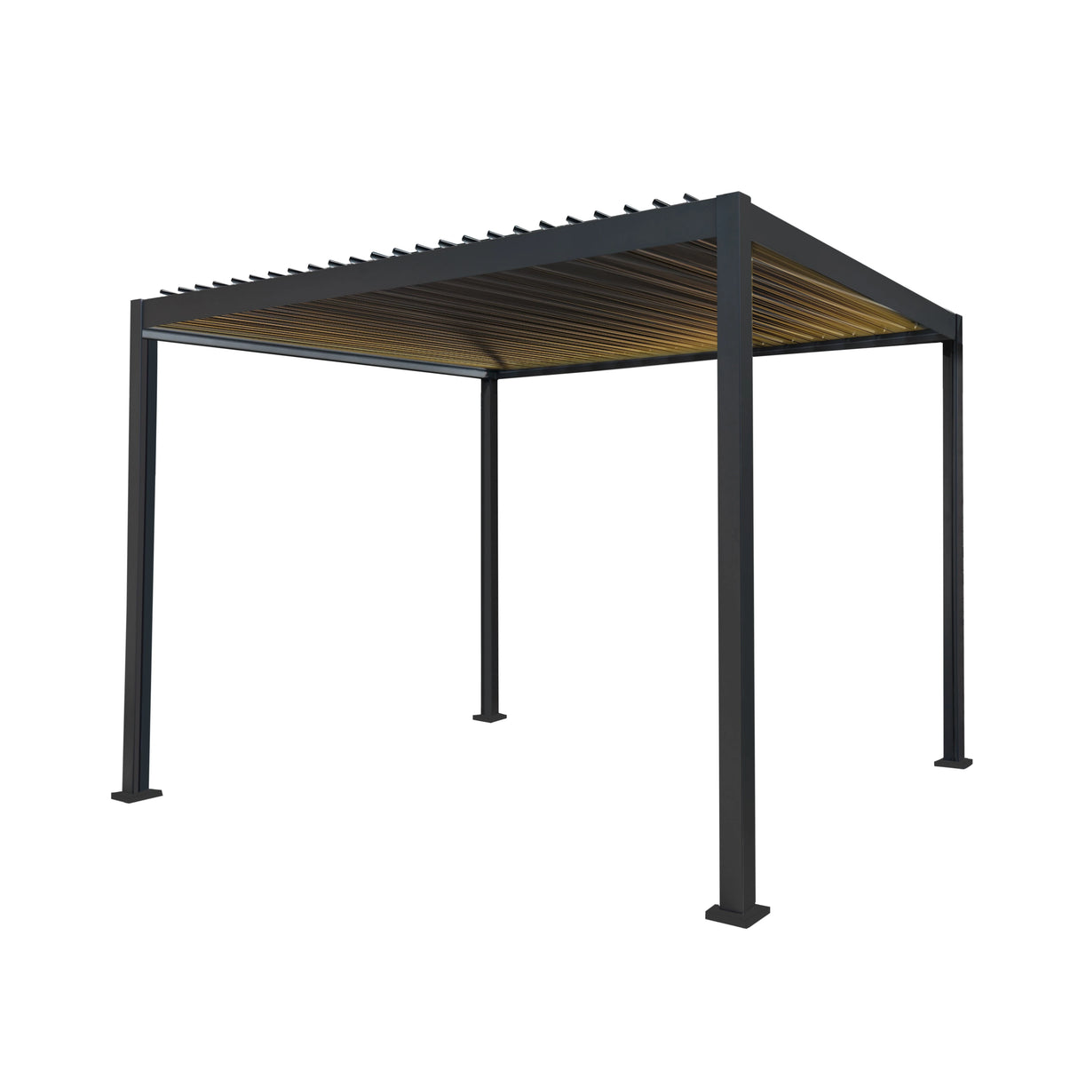 Anthracite Aluminium Pergola With LED Lights - 3m x 3m