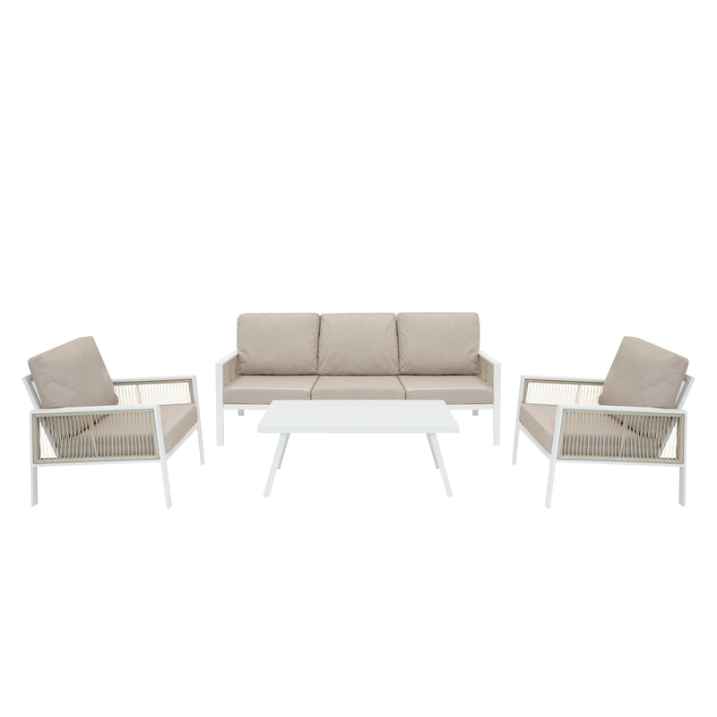 Aluminium 4 Piece Sofa Set - White