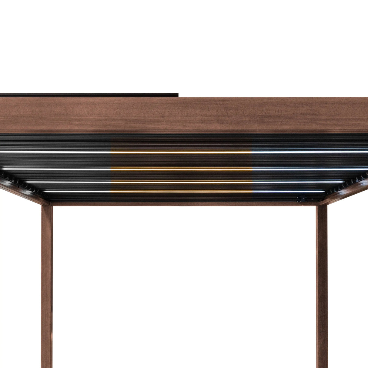 Wood Effect Aluminium Pergola With LED Lights - 4m x 3m