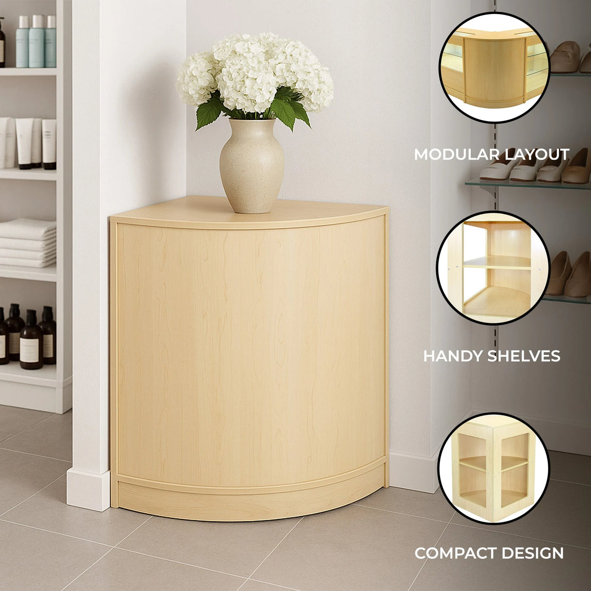 Retail Shop Corner Counter CM60 - Maple