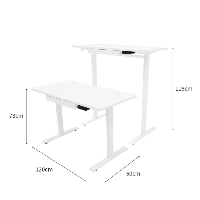 Electric Standing Desk With Drawer - 120cm x 60cm