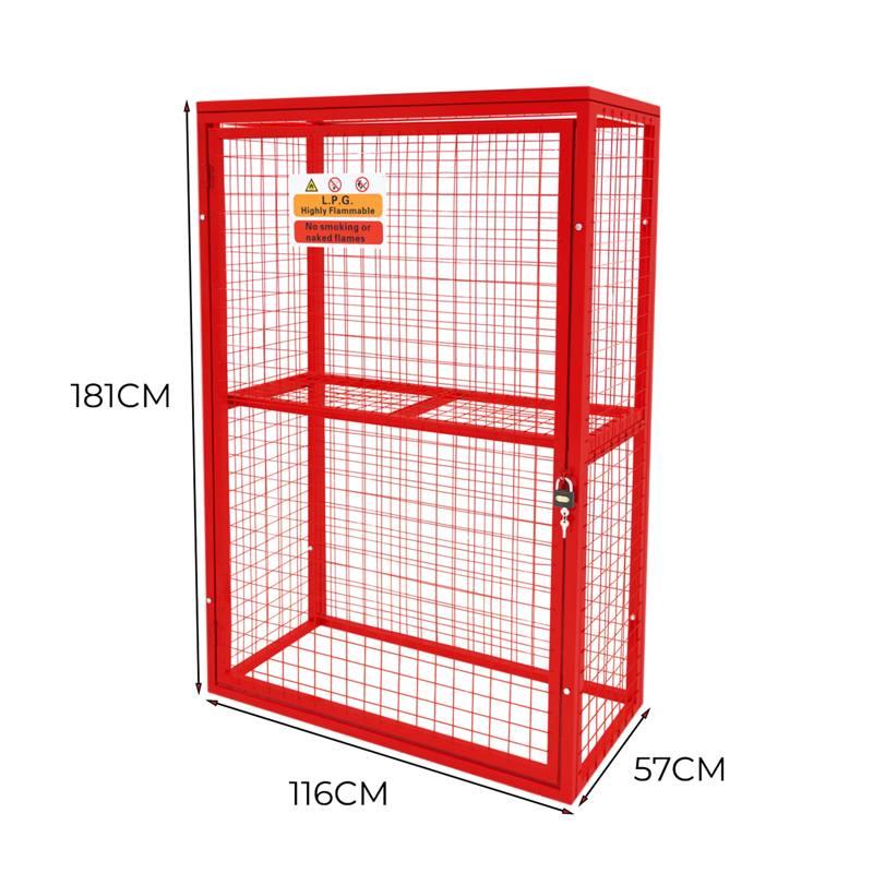 Red Gas Bottle Collapsible Mesh Cage – 181cm x 116cm x 57cm
