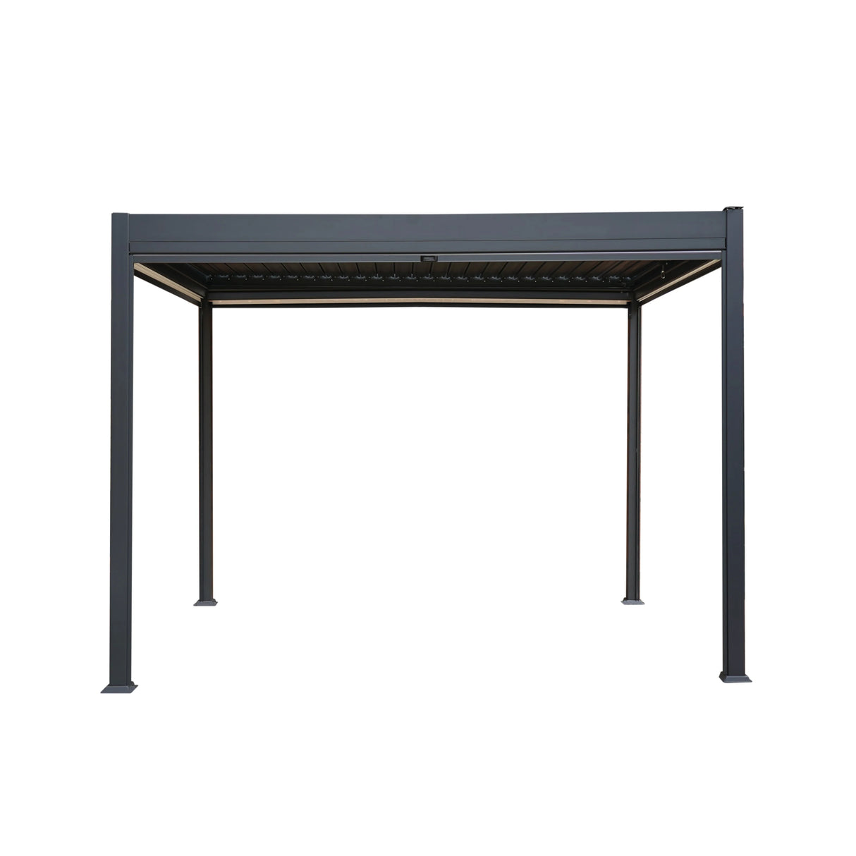 Anthracite Aluminium Pergola With White Blinds - 3m x 3m