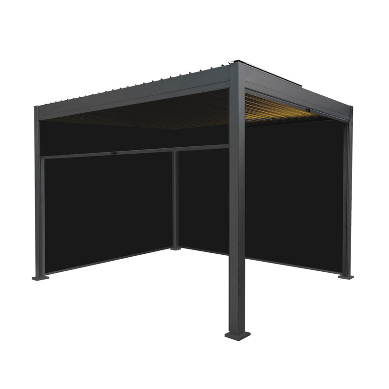 Aluminium Pergola With Anthracite Blinds & LED Lights - 3m x 3m