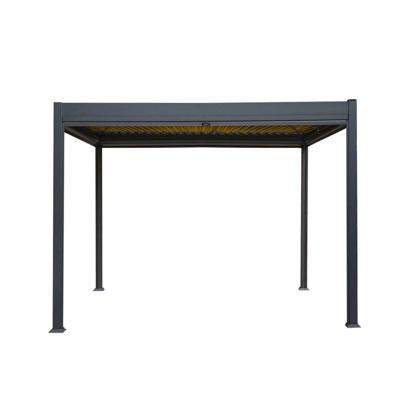 Aluminium Pergola With Anthracite Blinds & LED Lights - 3m x 3m