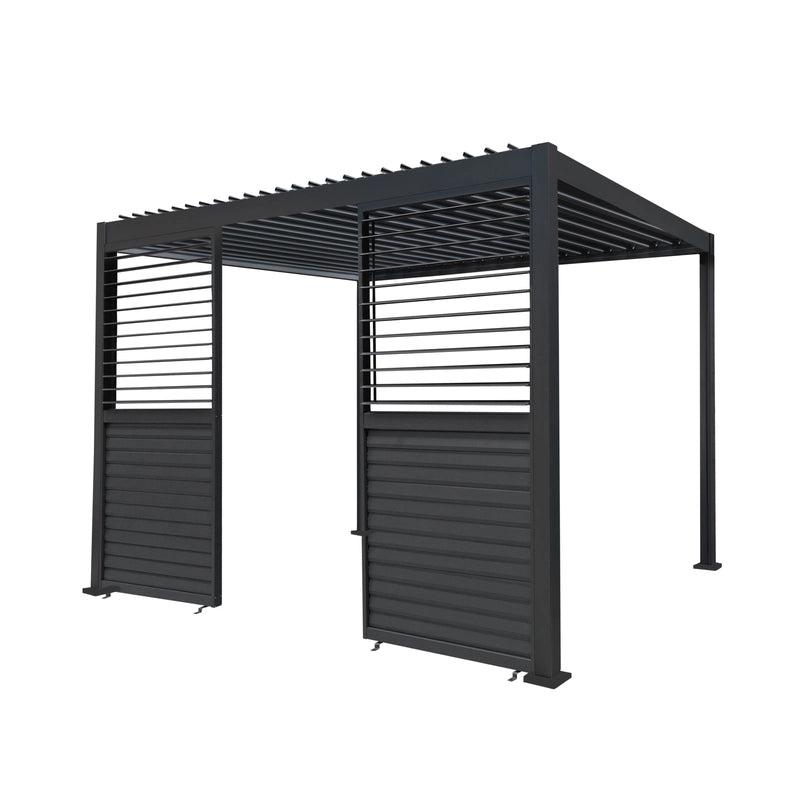 Anthracite Aluminium Pergola With 2 x Shutter Panels - 3m x 3m