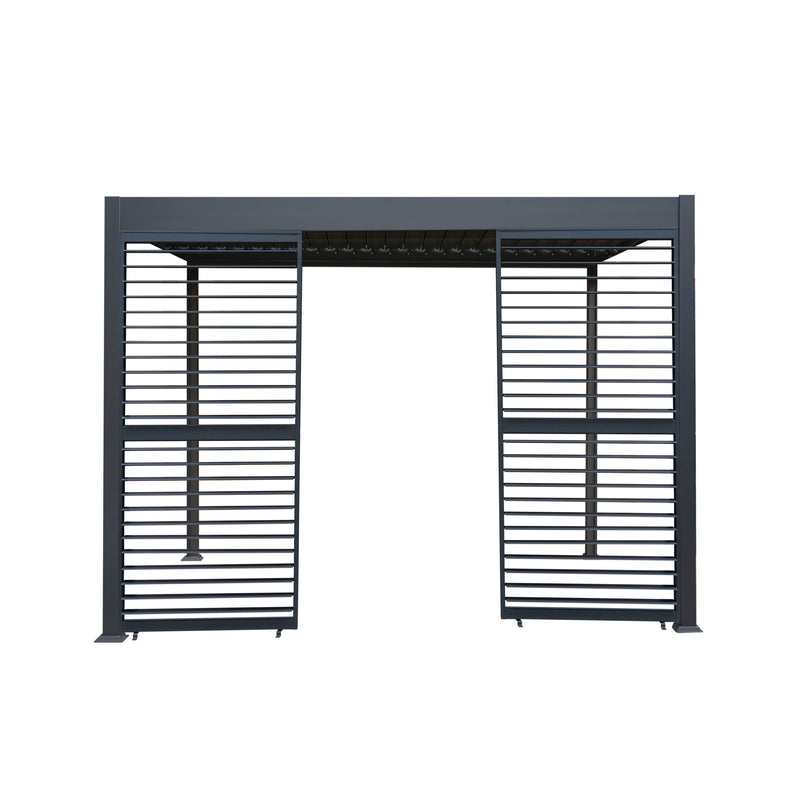 Anthracite Aluminium Pergola With 2 x Shutter Panels - 3m x 3m