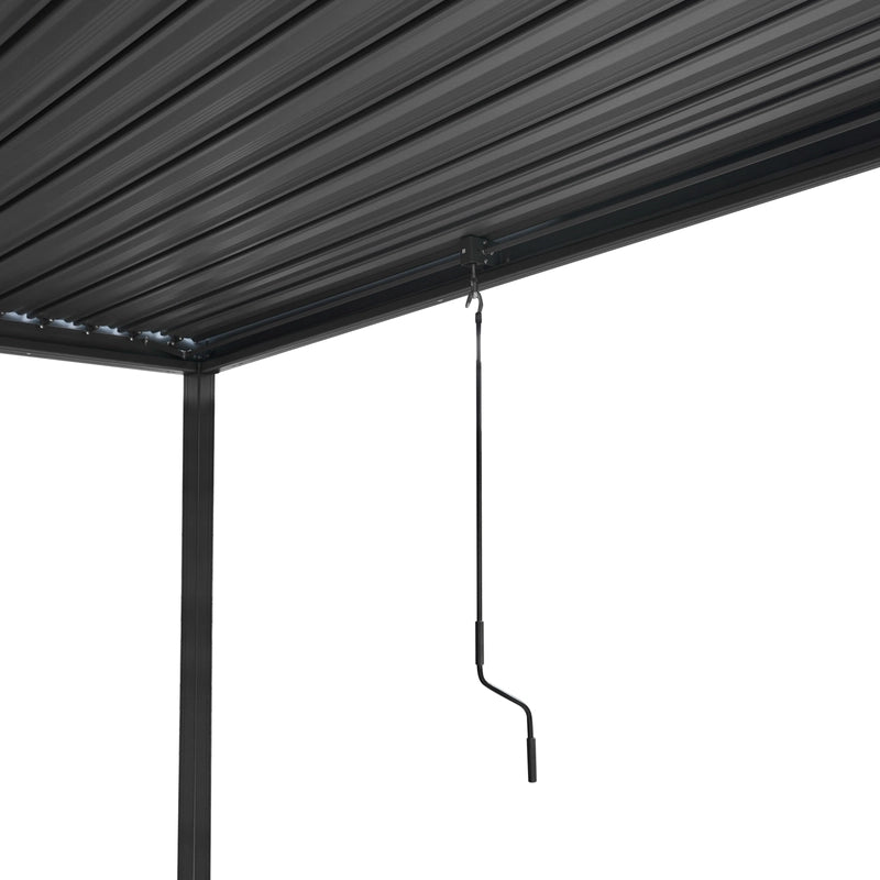 Anthracite Aluminium Pergola With 2 x Shutter Panels - 3m x 3m