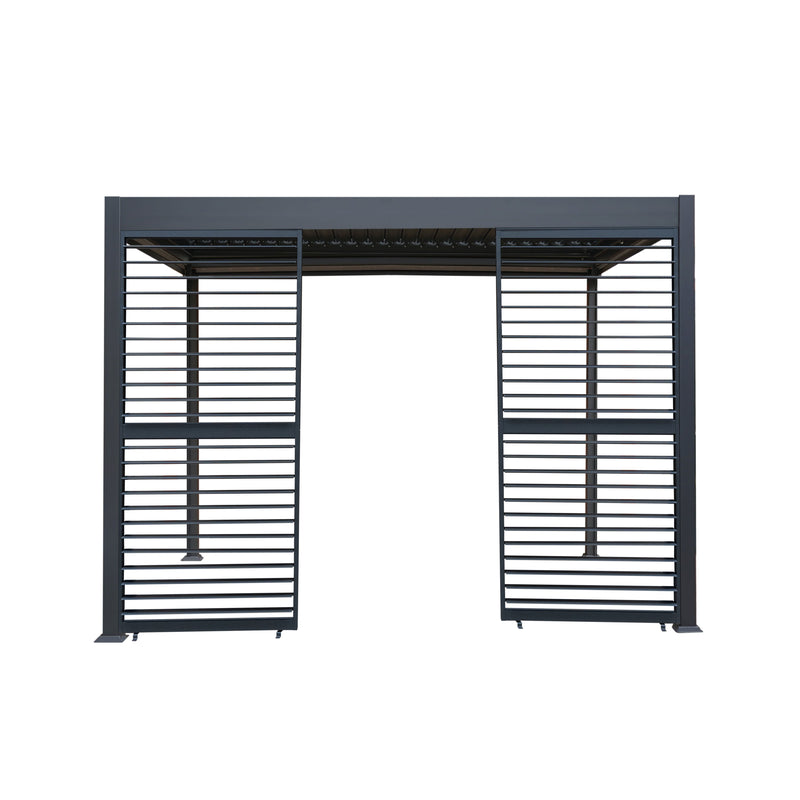 Aluminium Pergola With Anthracite Blinds & 2 Shutter Panels - 3m x 3m