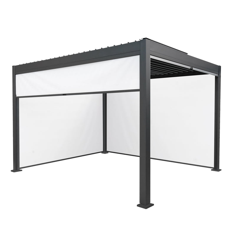 Anthracite Aluminium Pergola With White Blinds - 3m x 4m
