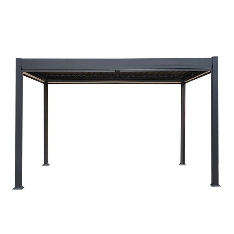 Anthracite Aluminium Pergola With White Blinds - 3m x 4m