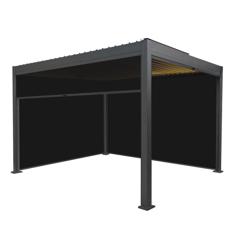 Aluminium Pergola With Anthracite Blinds & LED Lights - 3m x 4m