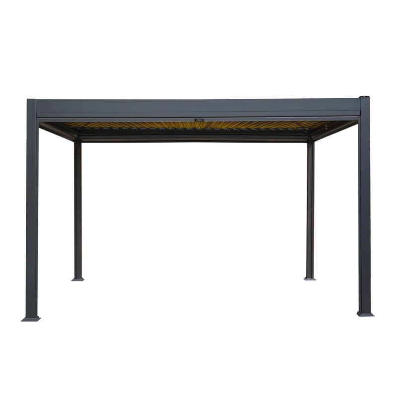 Aluminium Pergola With Anthracite Blinds & LED Lights - 3m x 4m