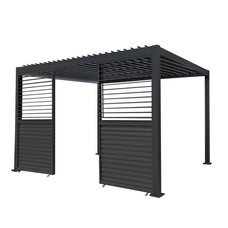 Anthracite Aluminium Pergola With 2 x Shutter Panels - 3m x 4m