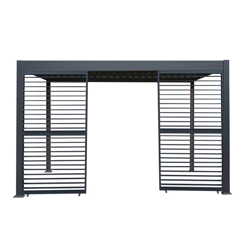 Anthracite Aluminium Pergola With 2 x Shutter Panels - 3m x 4m