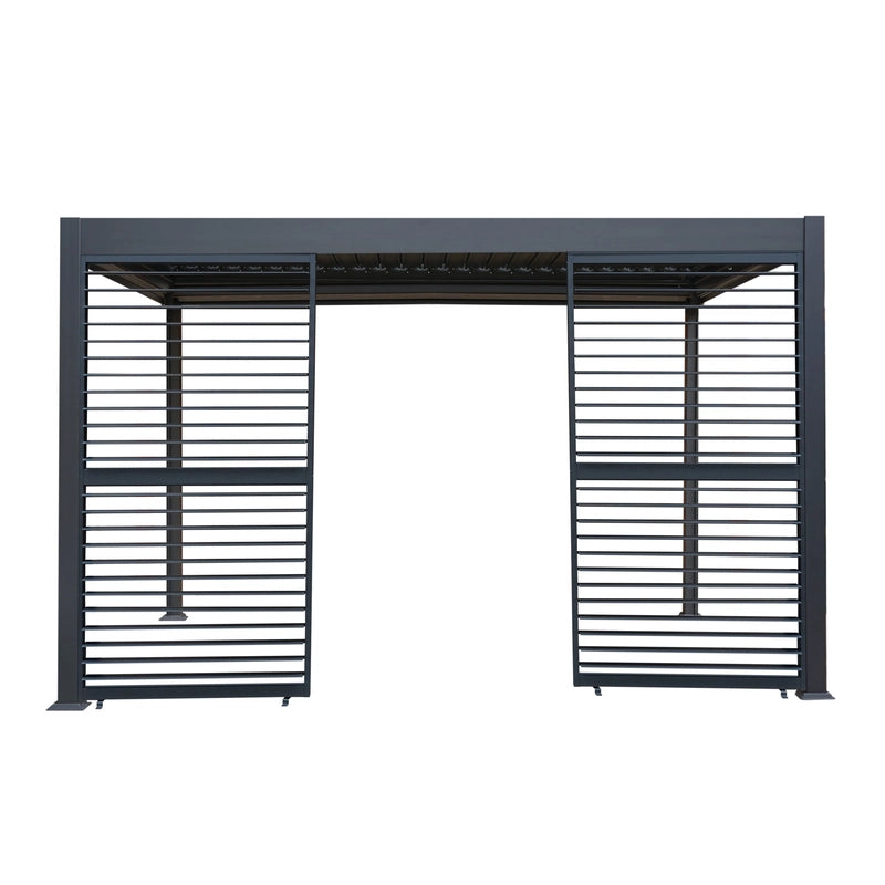 Aluminium Pergola With Anthracite Blinds & 2 Shutter Panels - 3m x 4m