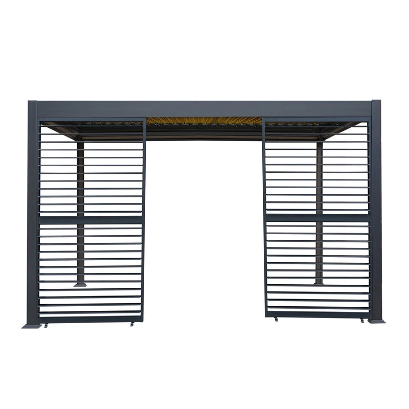 Aluminium Pergola With Anthracite Blinds, 2 x Side Panels & LED Lights - 3m x 4m