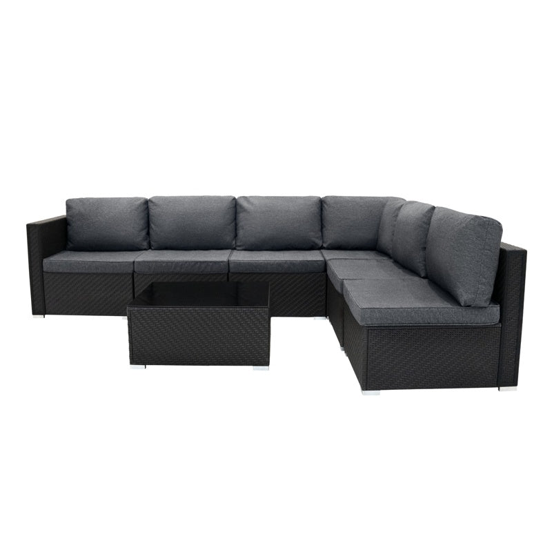 Serafina Rattan Modular 7 Piece Furniture Set - Black