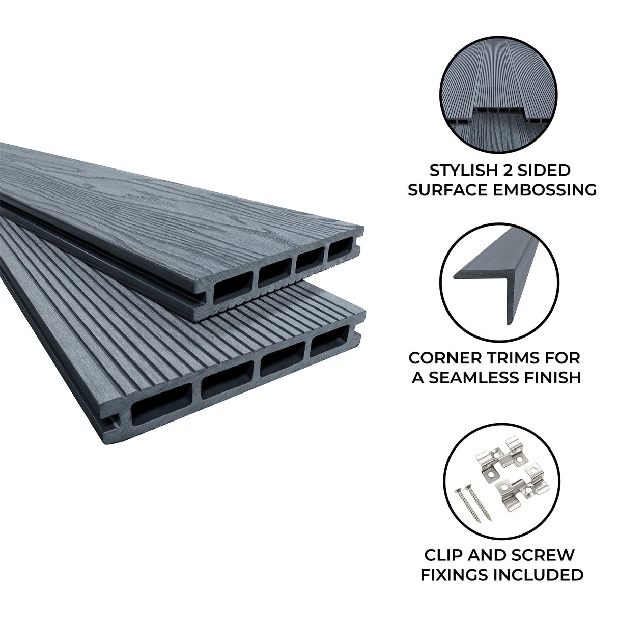 Composite Decking Boards x 5 Grey