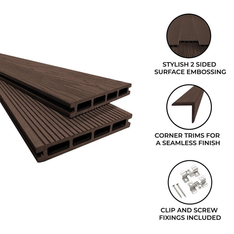 Composite Decking Boards x 5 Brown