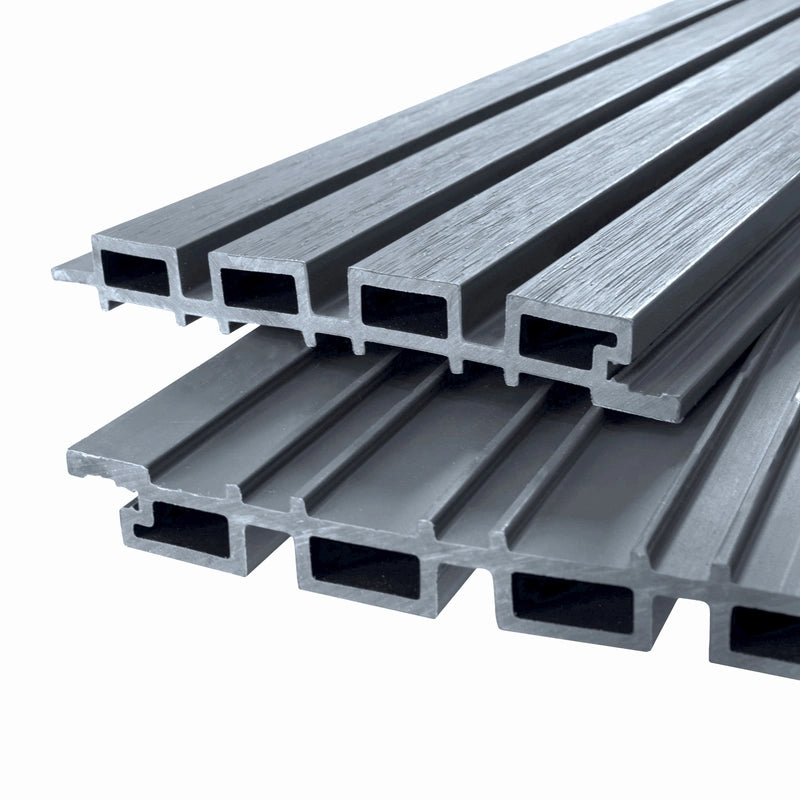 WPC Slatted Wall Cladding x 4 Panels Grey