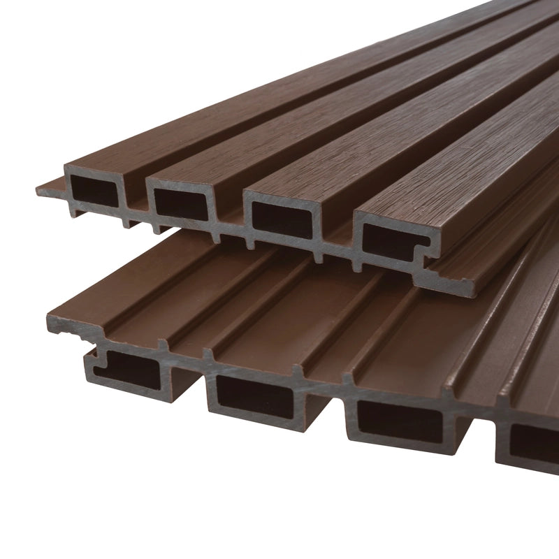 WPC Slatted Wall Cladding x 4 Panels Brown