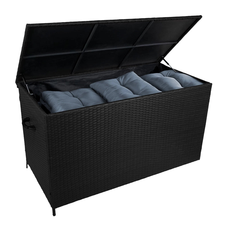 Aluminium Corner Sofa Set With Black Rattan Storage Box - Anthracite Grey