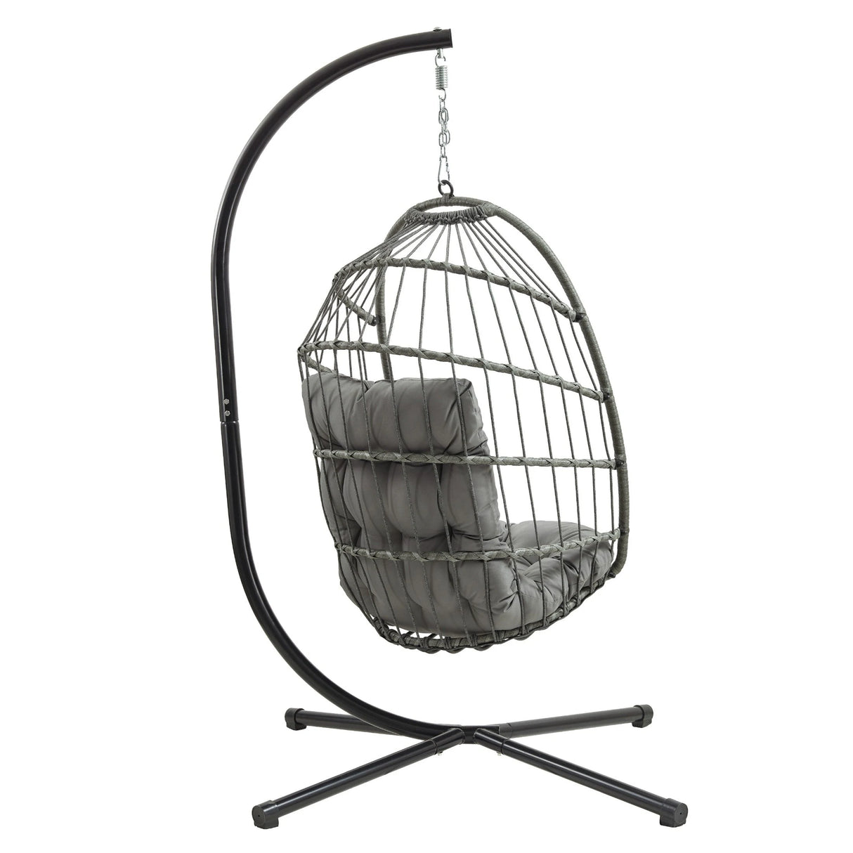 Rattan Hanging Egg Chair Grey
