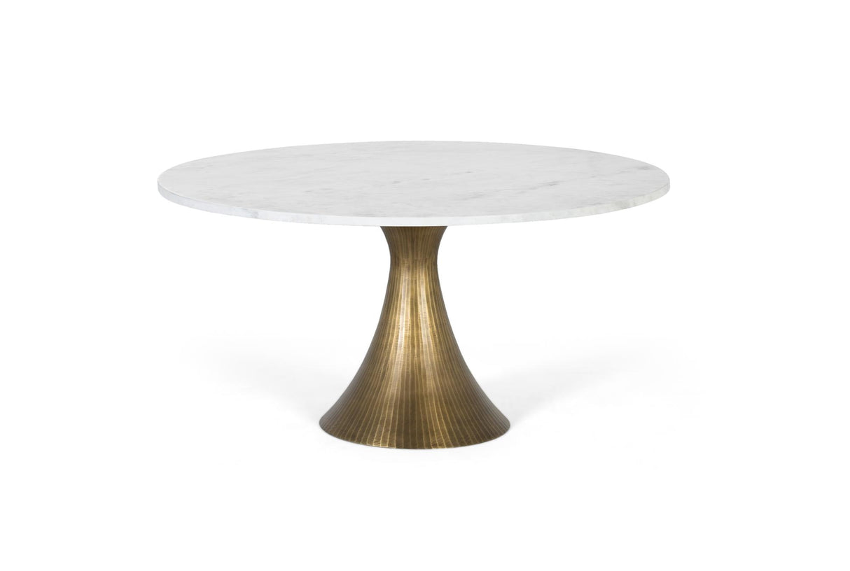 Giner and Colomer - Round Coffee Table With White Marble Top & Antique Gold Aluminum Base