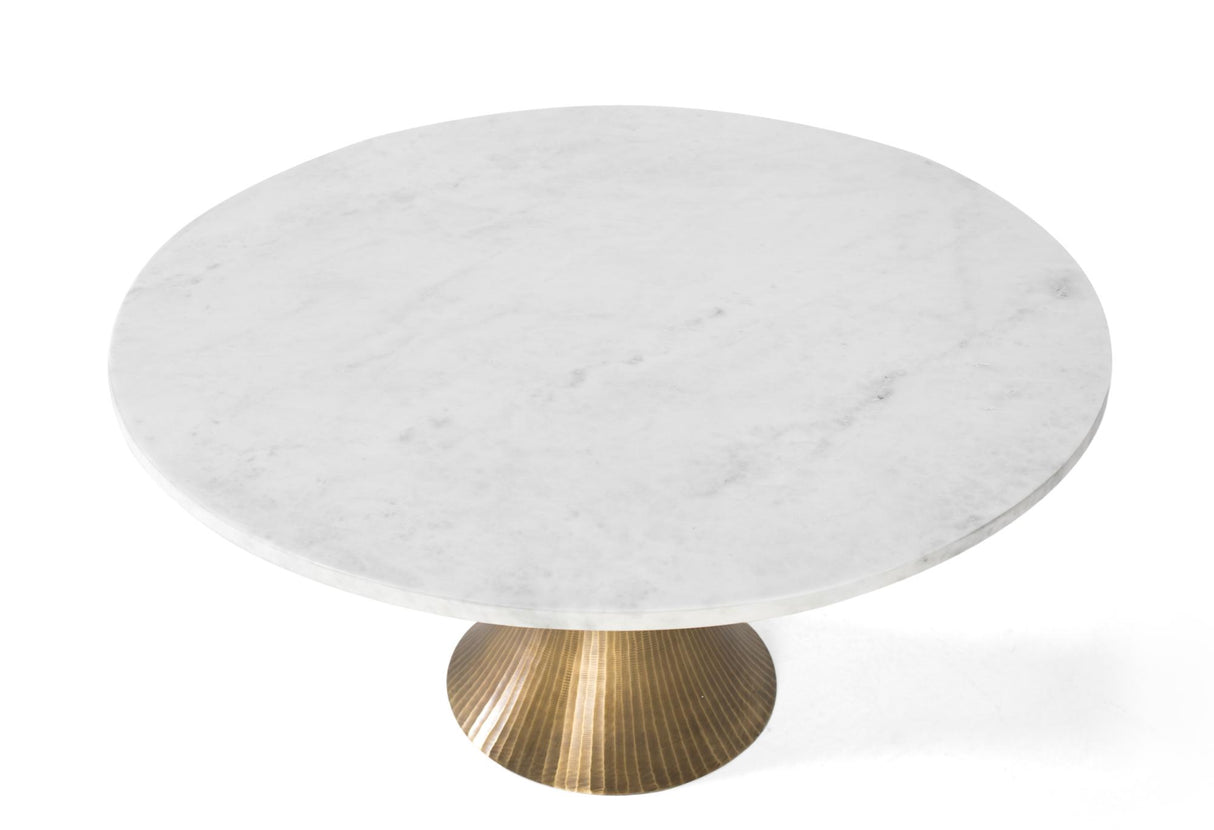 Giner and Colomer - Round Coffee Table With White Marble Top & Antique Gold Aluminum Base