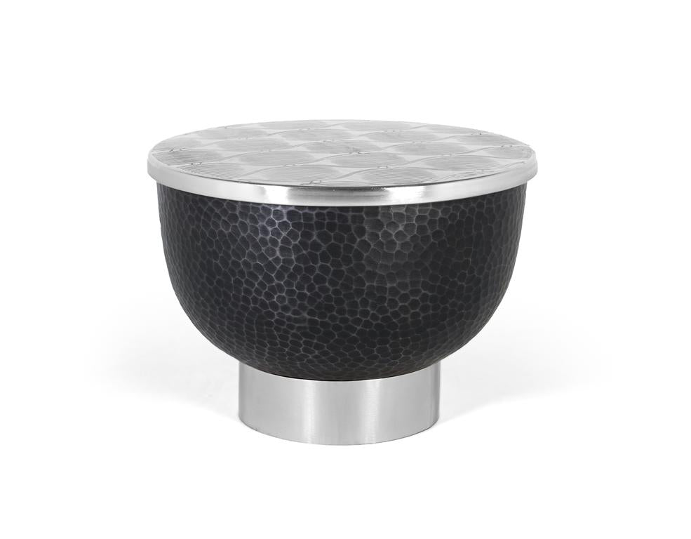 Giner and Colomer - Round Engraved Aluminum Coffee Table With Black Hammered Base