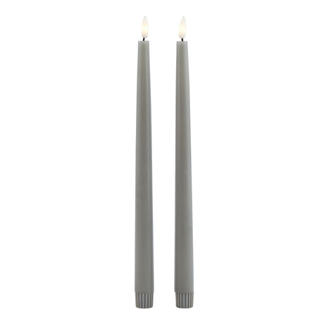 Luxe Collection S/2 Grey LED Wax Dinner Candles