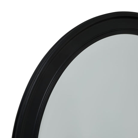 Black Wood Round Framed Large Mirror