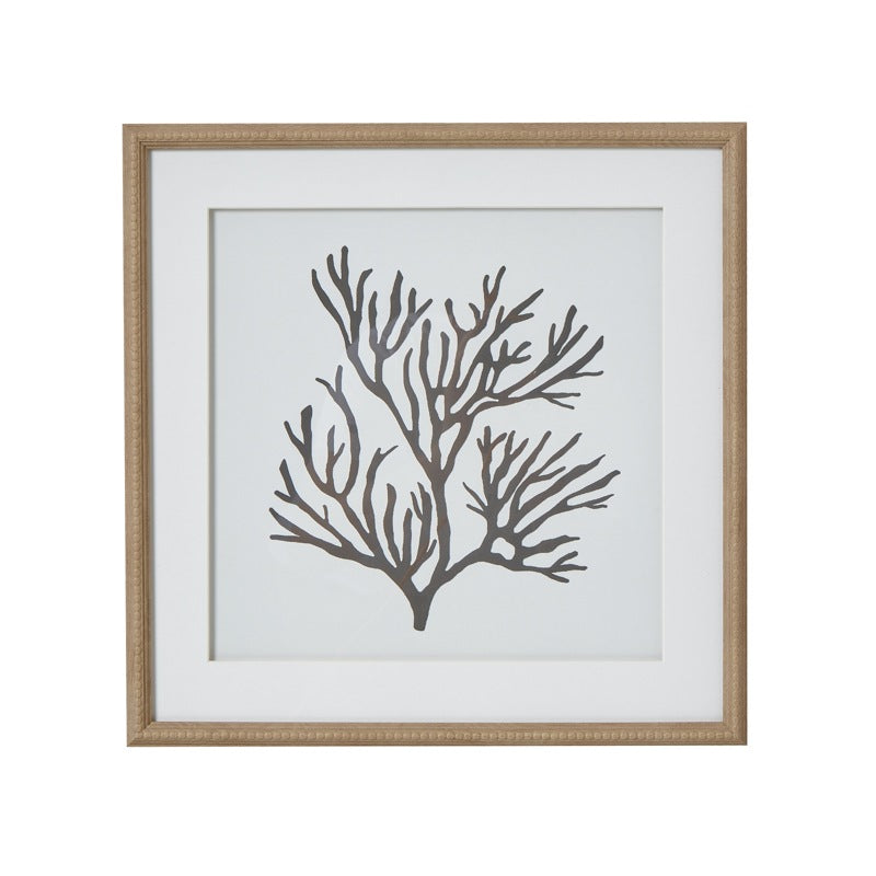Reef Coral Art Mounted In Beaded Frame