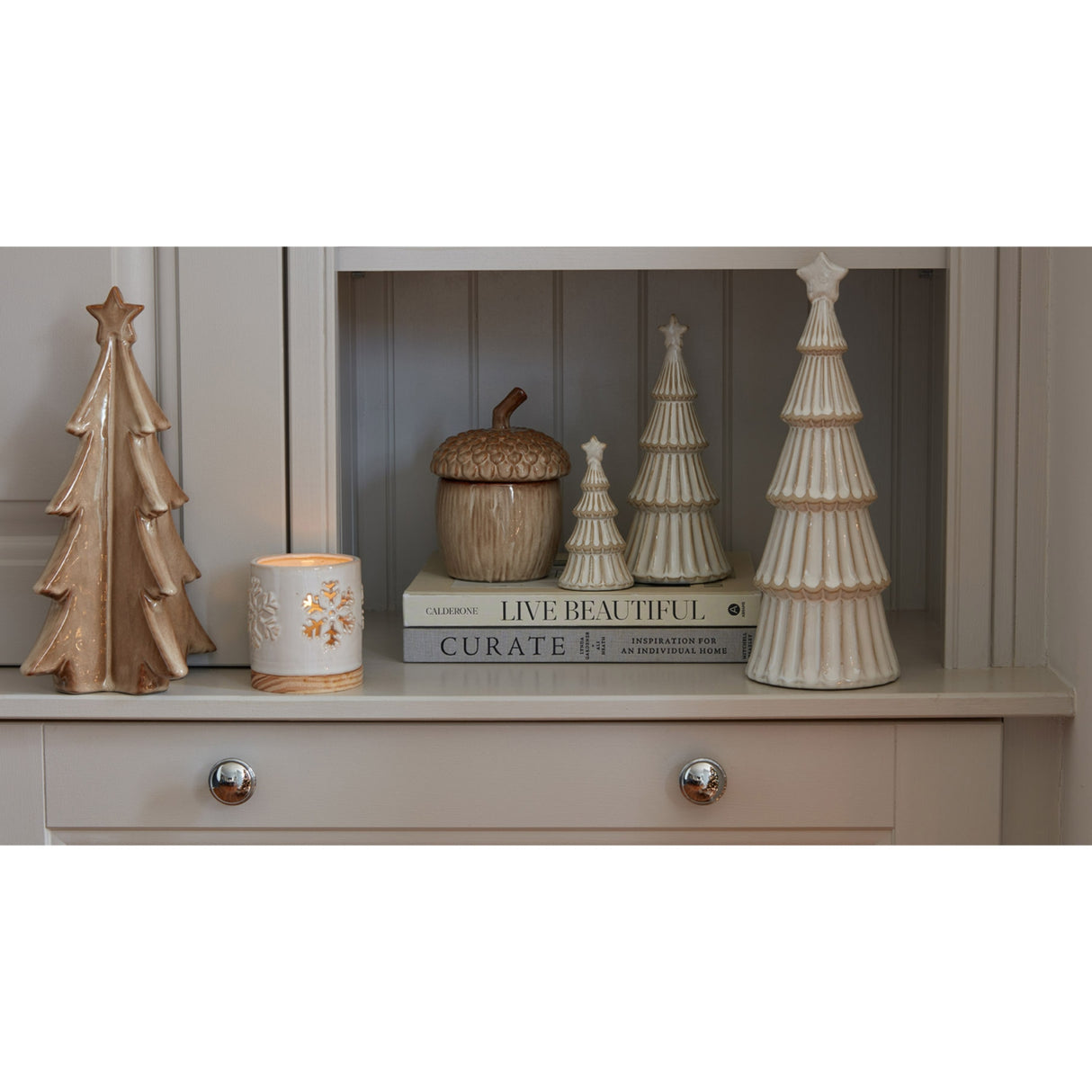 Large Alora Ceramic Snowy Layered Tree With Star