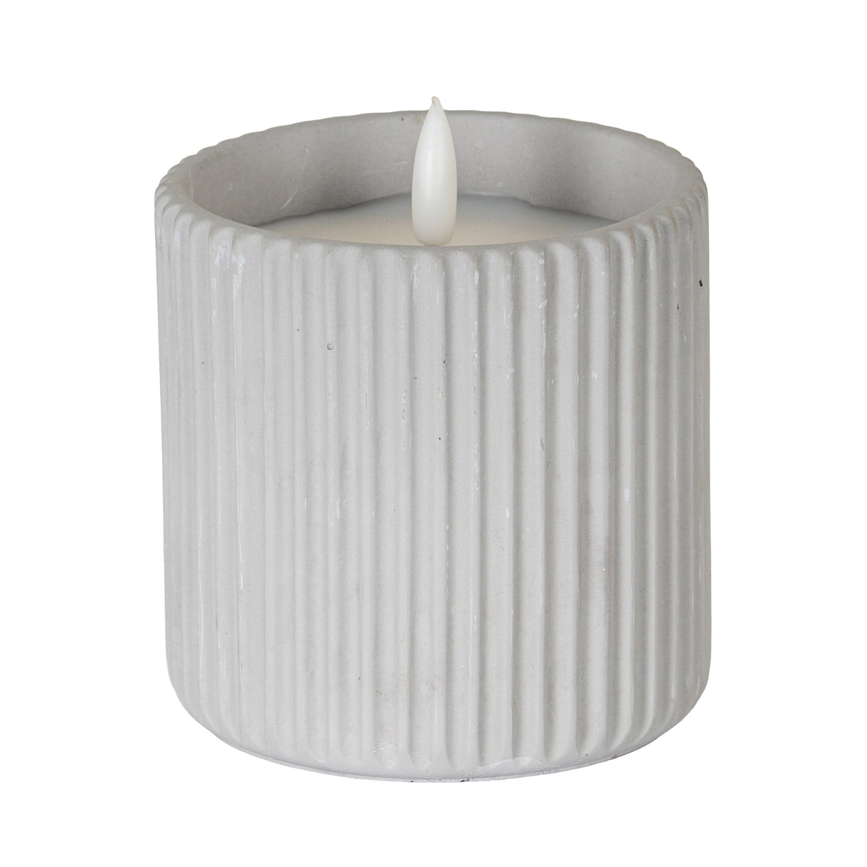 Luxe Collection Natural Glow Chalk Ribbed Large Led Candle