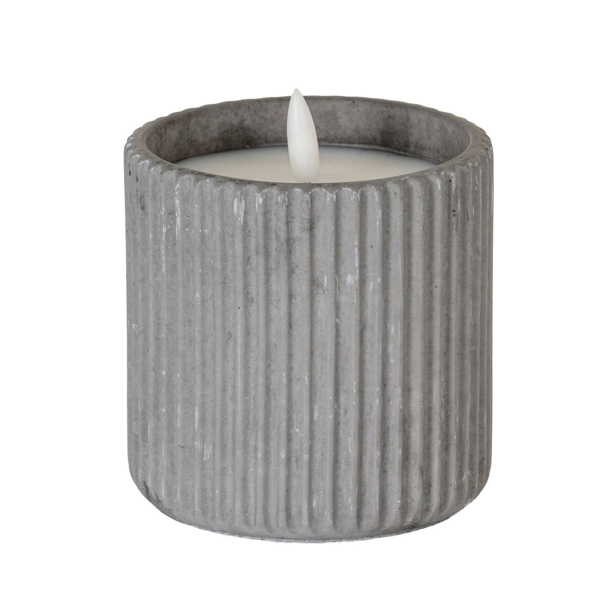 Luxe Collection Natural Glow Grey Ribbed Large Led Candle