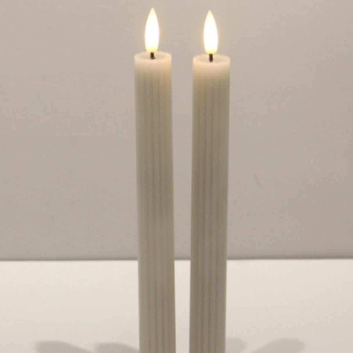 Luxe Collection Natural Glow Taupe Ribbed Taper Candles