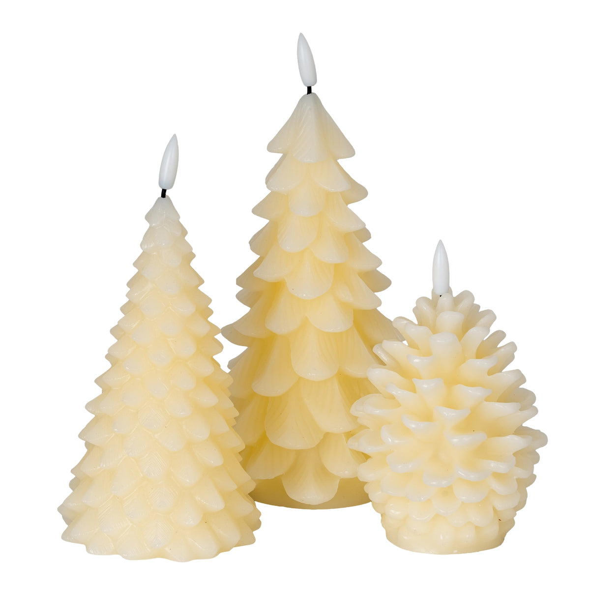 Luxe Collection Natural Glow Cream Pinecone LED Wax Candle