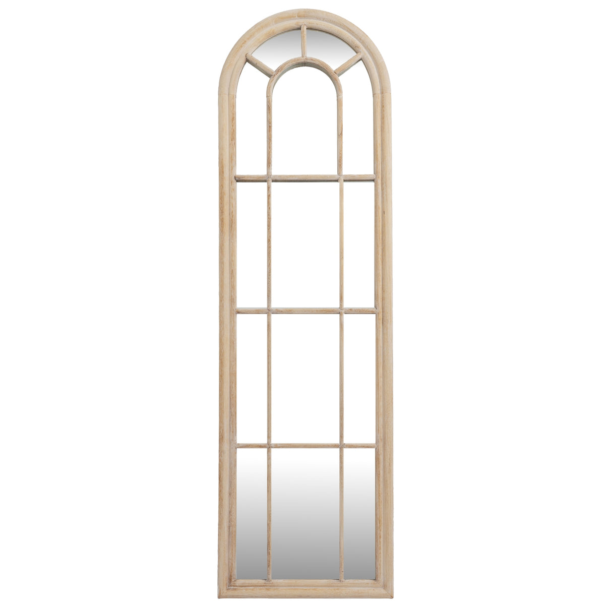 Washed Wood Tall Arched Window Mirror