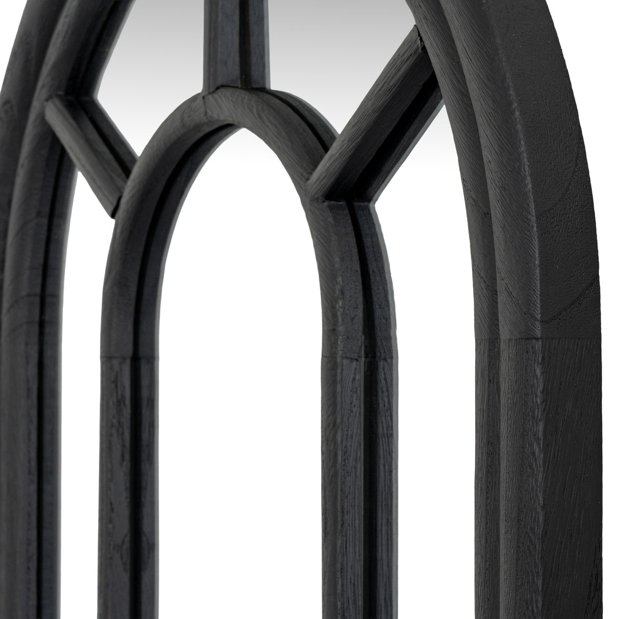 Black Wood Tall Arched Window Mirror