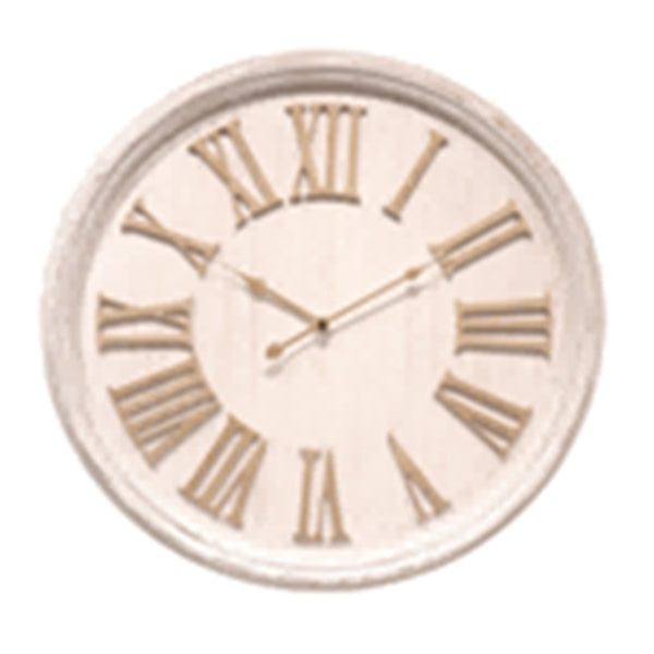 White Wash Clock With Wooden Numerals