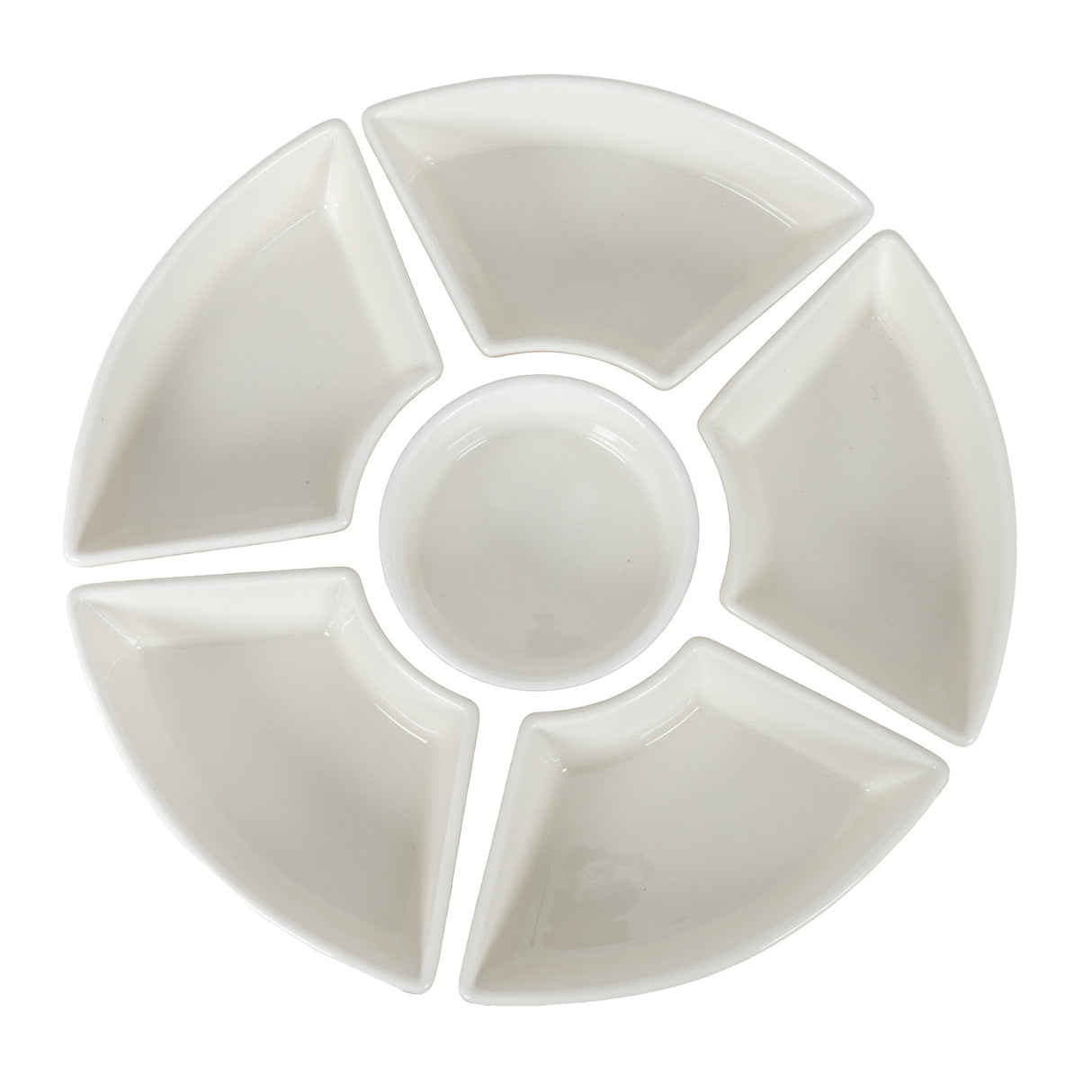 Acacia Lazy Susan including Ceramic Serving Bowls