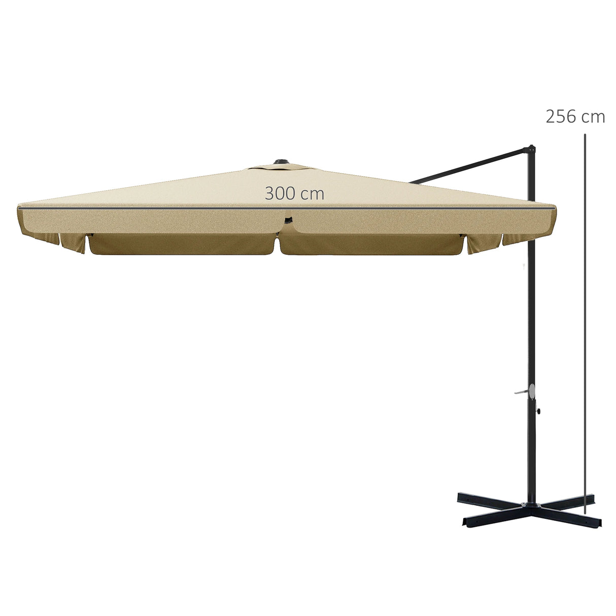 Outsunny 3m Cantilever Parasol, with Four-Position Canopy - Khaki
