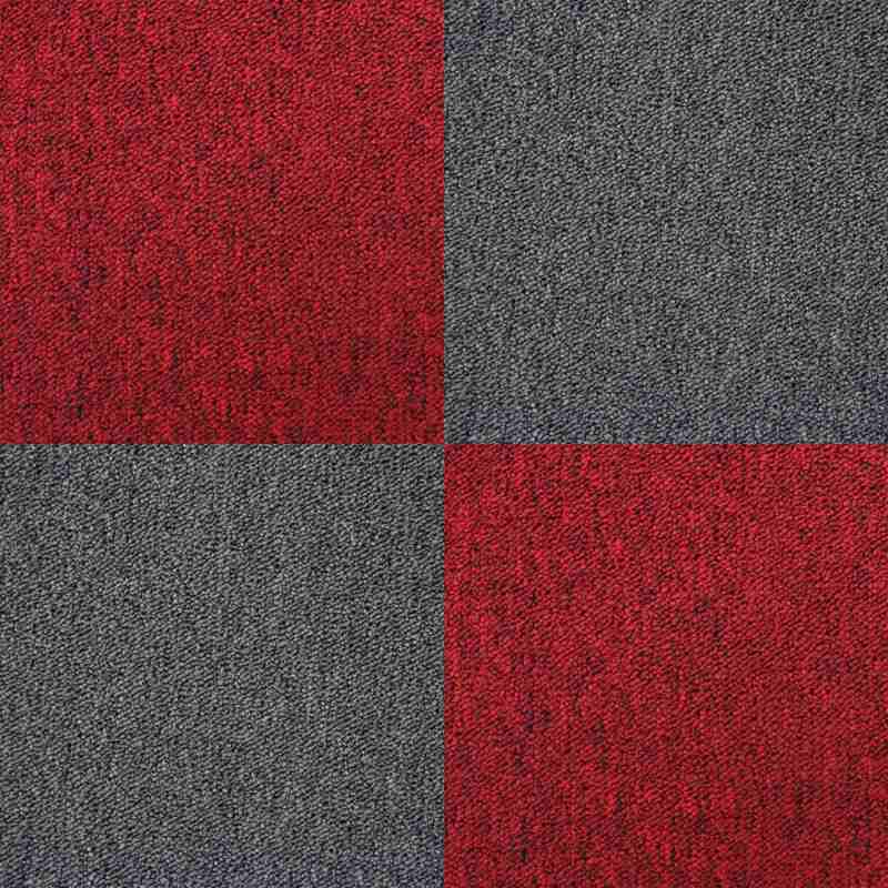 40 x Carpet Tiles 10m2 / Scarlet Red & Charcoal Black